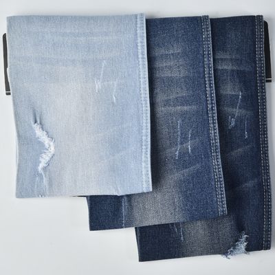 acheter Bleu foncé 10,1 oz Polyester coton spandex denim Tissu résistant au rétrécissement online manufacture