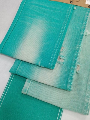 acheter Couleur verte pomme de fantaisie style Twill gauche 10,6 oz Tissu denim avec 10 * 7 Construction JSD3023FG Pour les jeans online manufacture