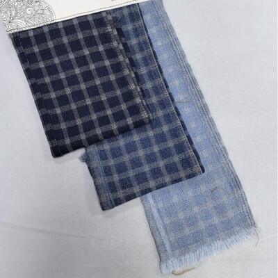 acheter Gingham Jacquard bleu foncé Tissu de denim lavé Pour les jeans de mode 10OZ fabrication en ligne