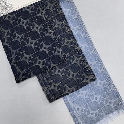 acheter 60% Coton Étoile à Quatre Feuilles Bleu Jacquard Tricoté Tissu Denim Mi-Lourd Pour Jeans 10.5 Oz fabrication en ligne