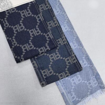acheter Tissu denim jacquard bleu à motif RR lavé pour jeans homme, design spécial, en stock fabrication en ligne