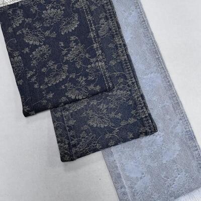 acheter Blue Special Flower Jacquard Denim Tissu 10 oz Poids moyen Pour Jeans ou Jacket pour femme en stock fabrication en ligne