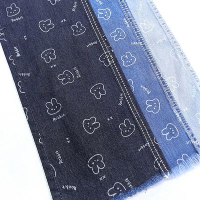 Jeans pour enfants, chemise, chemise, tissu imprimé, magnifique lapin, 6 oz de denim