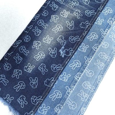 Le design à doigts est imprimé en tissu Jacquard Non élastique Denim 9,6 oz 170-180CM Bleu foncé